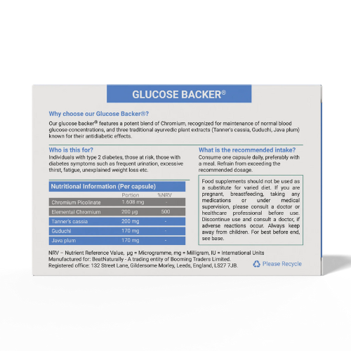 BeatNaturally - Blood Sugar Support with Chromium Picolinate, Cassia & Tinospora - 30 Capsules