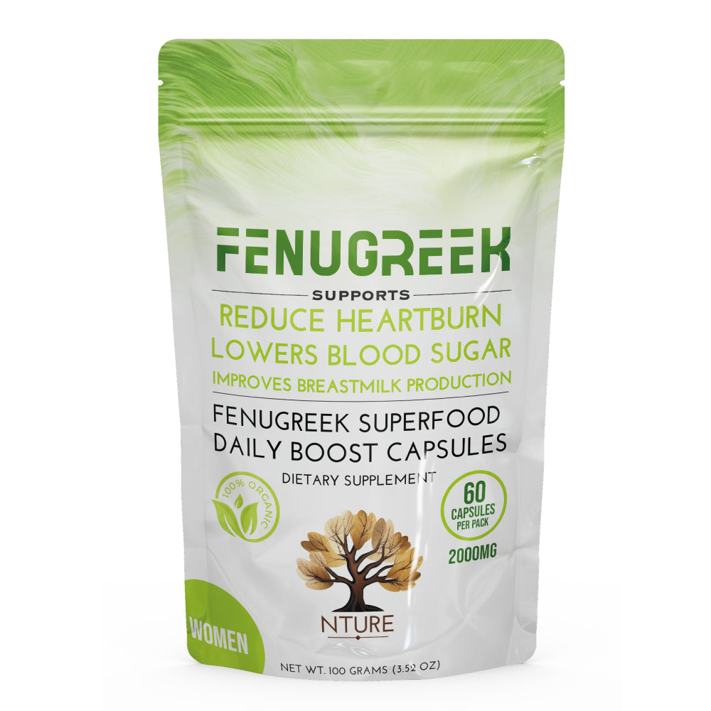 Nture - Organic Fenugreek Capsules for Women 500mg - 60 Vegan Capsules