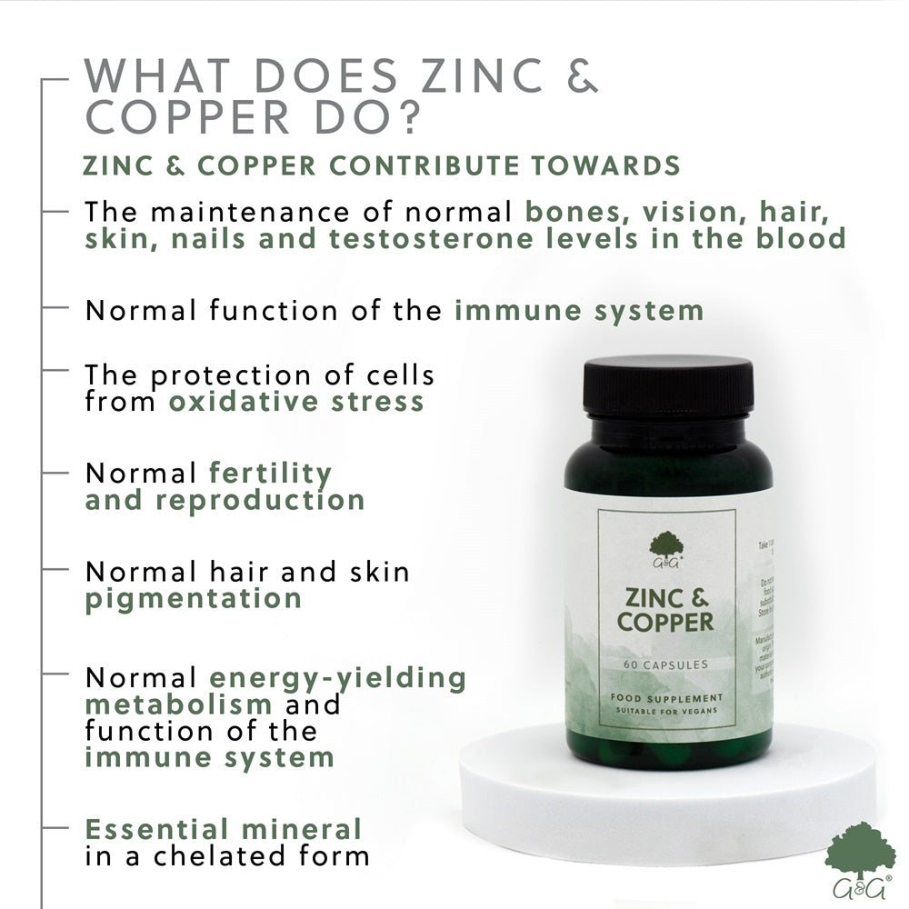 G&G Vitamins - Zinc & Copper Complex - 60 Vegan Capsules