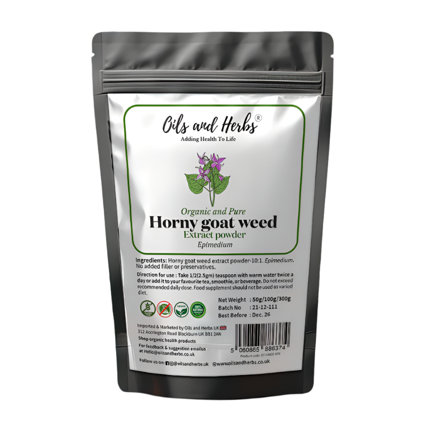 Oils & Herbs - 100% Organic Horny Goat Weed Extract Powder - 50g Powder