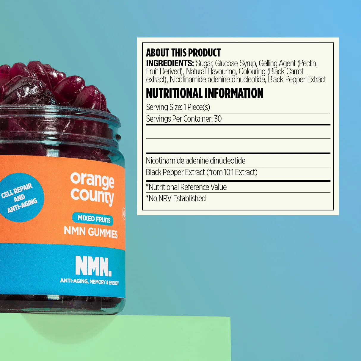 Orange County - NMN Nicotinamide Gummies Cell Repair + Anti-Aging - 30 Servings