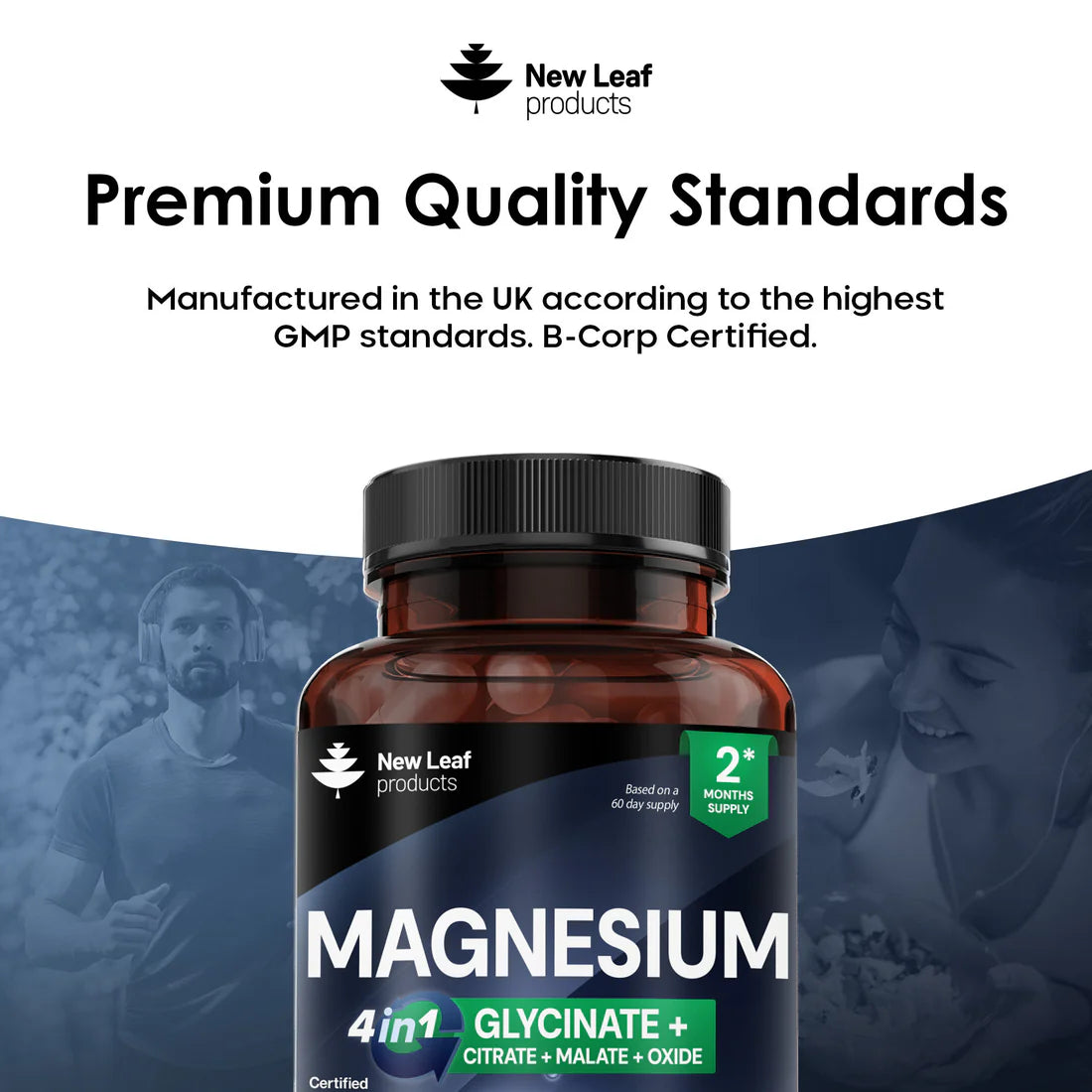 New Leaf Products - Magnesium 4-in-1 :Glycinate, Citrate, Malate, Oxide Capsules - 120 capsules