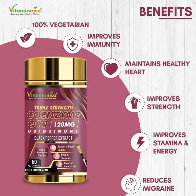 Vitaminnica Coenzyme Q10 120mg- 60 Capsules - The Wellness Store®