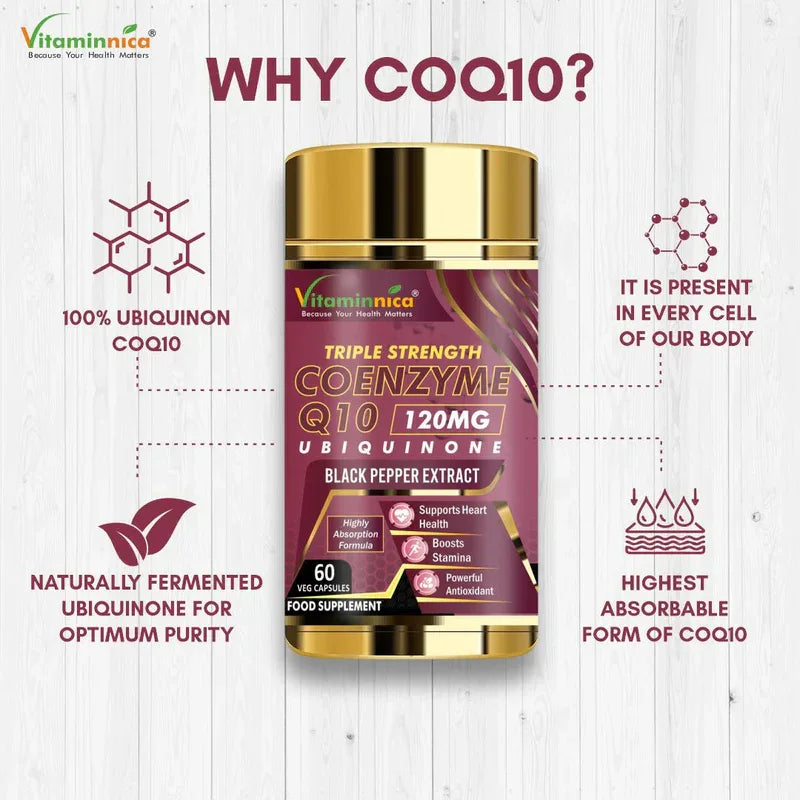 Vitaminnica Coenzyme Q10 120mg- 60 Capsules - The Wellness Store®