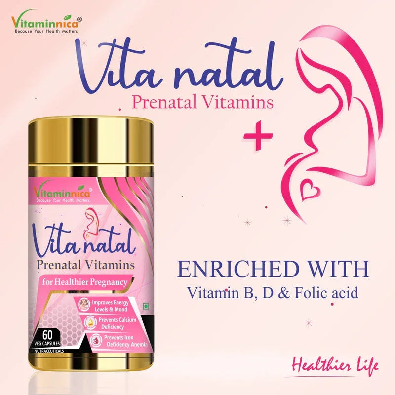 Vitaminnica Vita Natal Prenatal for Pregnancy- 60 Veg Capsules - The Wellness Store®