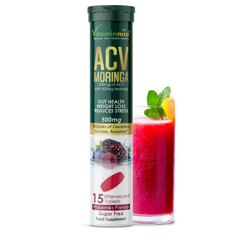 Vitaminnica ACV Moringa Effervescent- 15 Tablets | Supports Digestion, Detox & Weight Management - The Wellness Store®