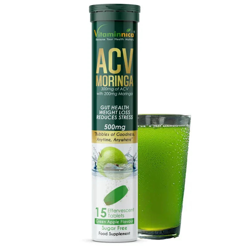 Vitaminnica ACV Moringa Effervescent- 15 Tablets | Supports Digestion, Detox & Weight Management - The Wellness Store®