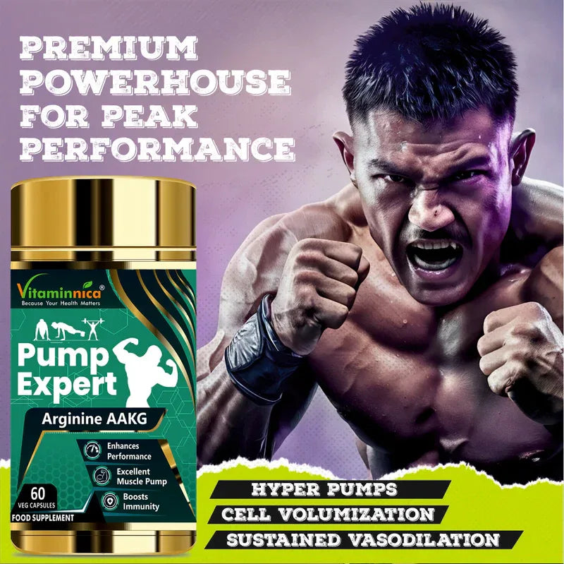 Vitaminnica PUMP EXPERT Arginine AAKG- 60 Capsules - The Wellness Store®