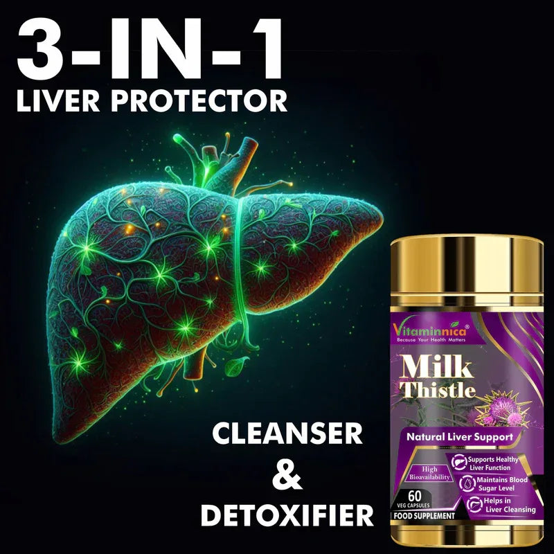 Vitaminnica Milk Thistle- Natural Liver Support- 60 Capsules - The Wellness Store®