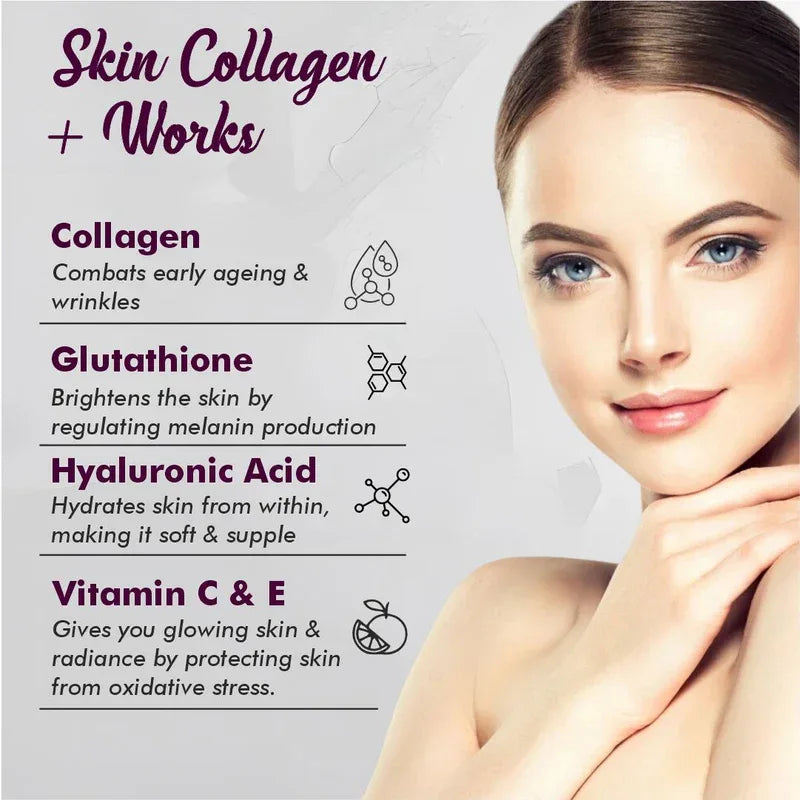 Vitaminnica Vita Beauty Premium Bovine Collagen Powder (Type I & III) with Hyaluronic Acid, Glutathione, Vitamin C, Biotin & Vitamin E | For Glowing Skin & Anti-Aging - 30 servings - The Wellness Store®