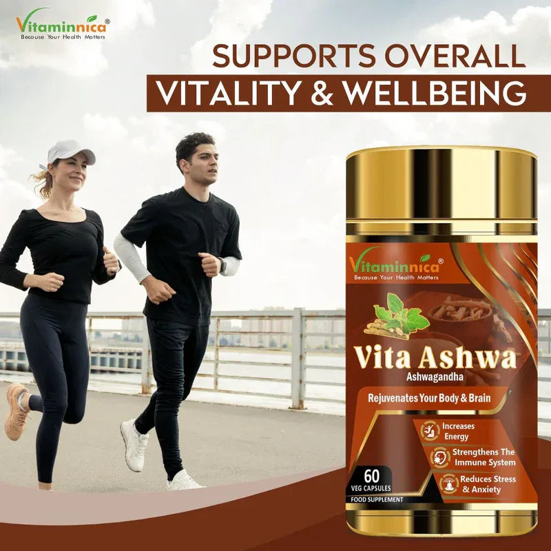 Vitaminnica Vita Ashwa- Ashwagandha 500mg- Rejuvenates your Body- 60 Capsules - The Wellness Store®