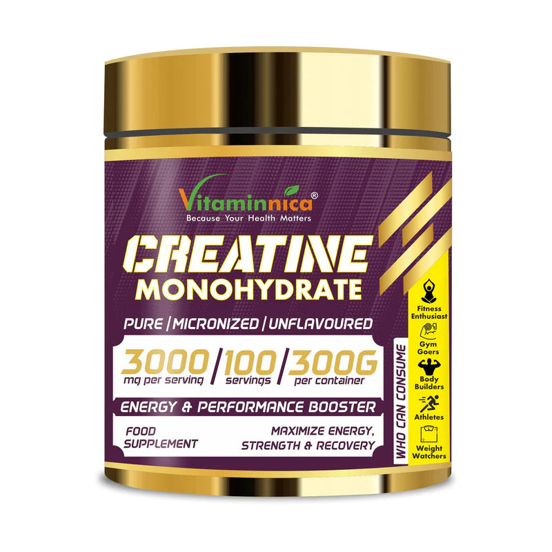 Vitaminnica - Vitaminnica 100% Pure Creatine Monohydrate Powder for Performance and Muscle Power |100 Servings, 300g