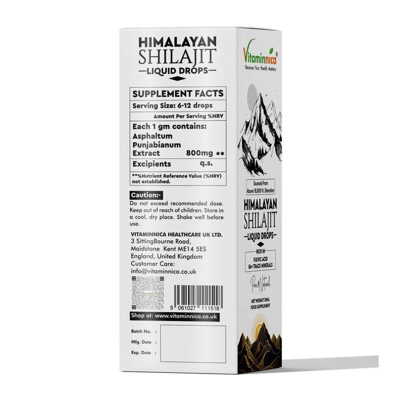 Vitaminnica - Pure Shilajit- 30ml Drops | Himalayan Shilajit with Fulvic Acid, Minerals & Trace Elements | Energy, Stamina & Vitality Support