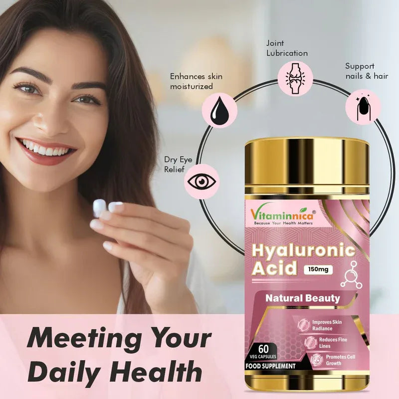 Vitaminnica Hyaluronic Acid 150mg- Natural Beauty | 60 Capsules - The Wellness Store®