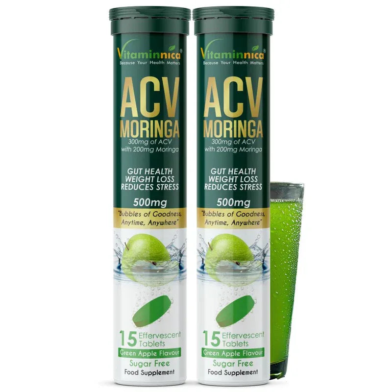 Vitaminnica ACV Moringa Effervescent- 15 Tablets | Supports Digestion, Detox & Weight Management - The Wellness Store®
