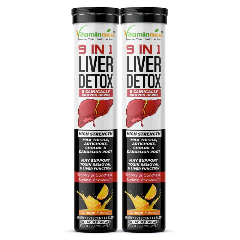 Vitaminnica 9-in-1 Liver Detox Effervescent Tablets – Advanced Liver Cleanse- 20 Effervescent Tablets - The Wellness Store®