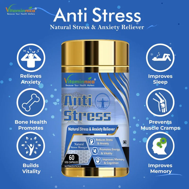 Vitaminnica Anti-Stress- Stress Reliever - 60 Capsules - The Wellness Store®