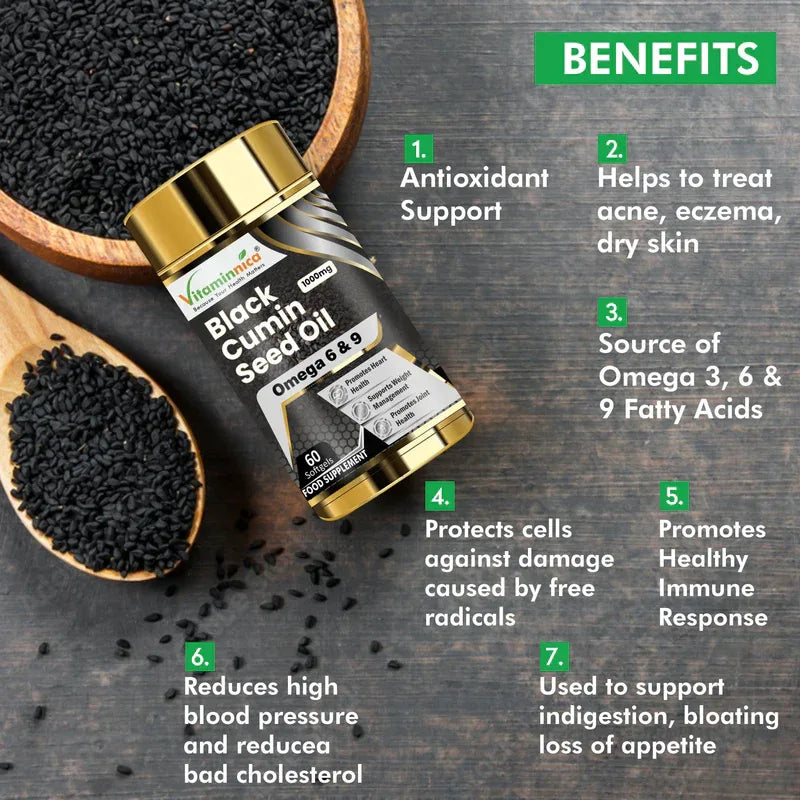 Vitaminnica Black Cumin Seed Oil 1000mg - 60 Capsules - The Wellness Store®