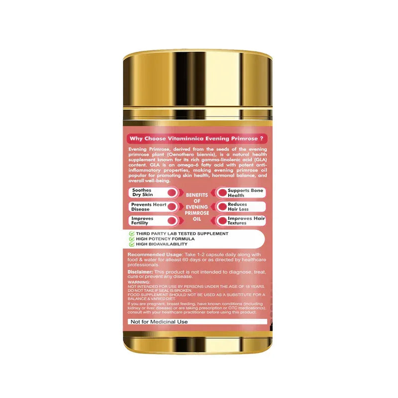 Vitaminnica Evening Primrose Oil 500mg - 60 Capsules - The Wellness Store®