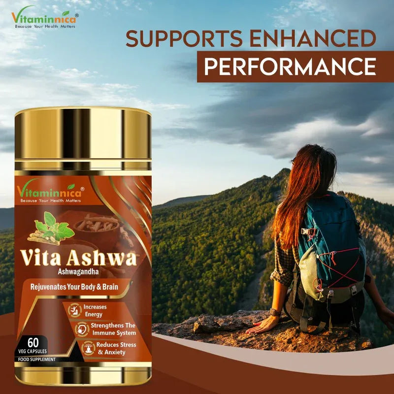 Vitaminnica Vita Ashwa- Ashwagandha 500mg- Rejuvenates your Body- 60 Capsules - The Wellness Store®