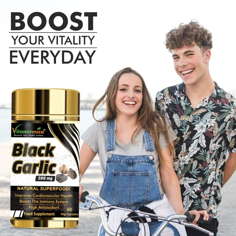 Vitaminnica Black Garlic - Better Immunity & Heart Health -60 Capsules - The Wellness Store®
