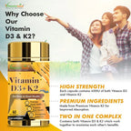 Vitaminnica Vitamin D3+K2 - Improves Bone Health- 60 Capsules - The Wellness Store®