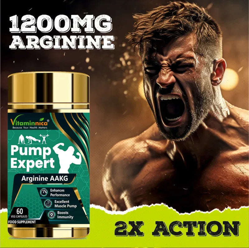 Vitaminnica PUMP EXPERT Arginine AAKG- 60 Capsules - The Wellness Store®
