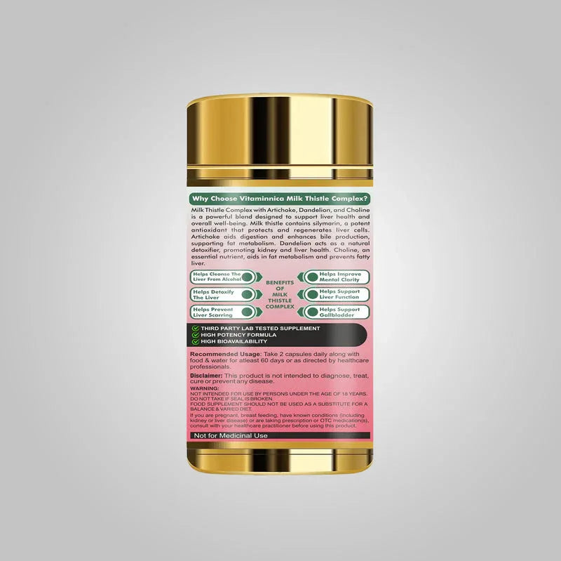Vitaminnica Milk Thistle Complex- High Strength- 90 Capsules - The Wellness Store®