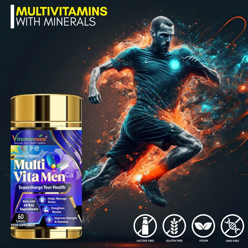 Vitaminnica Multi Vita Men (Multivitamins for Men)- Boosts Strength, Stamina & Immunity- 60 Tablets - The Wellness Store®