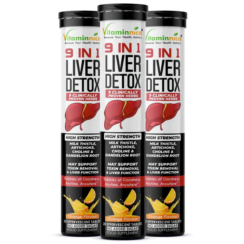 Vitaminnica 9-in-1 Liver Detox Effervescent Tablets – Advanced Liver Cleanse- 20 Effervescent Tablets - The Wellness Store®