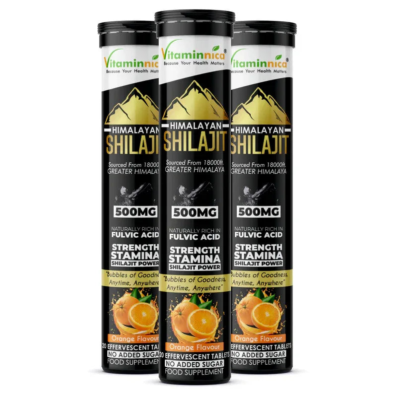 Vitaminnica Shilajit- 20 Effervescent Tablets – Natural Energy, Strength & Stamina Booster for Men & Women | Himalayan Shilajit Extract with Fulvic Acid for Vitality & Performance - The Wellness Store®