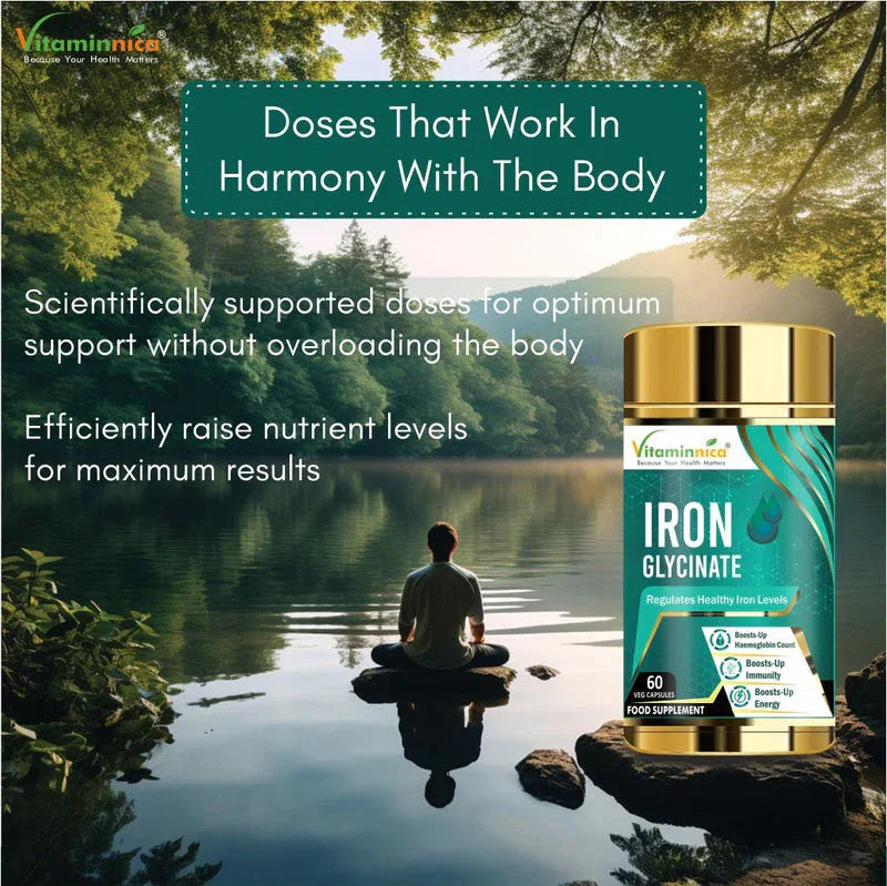 Vitaminnica Iron Glycinate- 60 Capsules | Regulates Healthy Iron Levels - The Wellness Store®