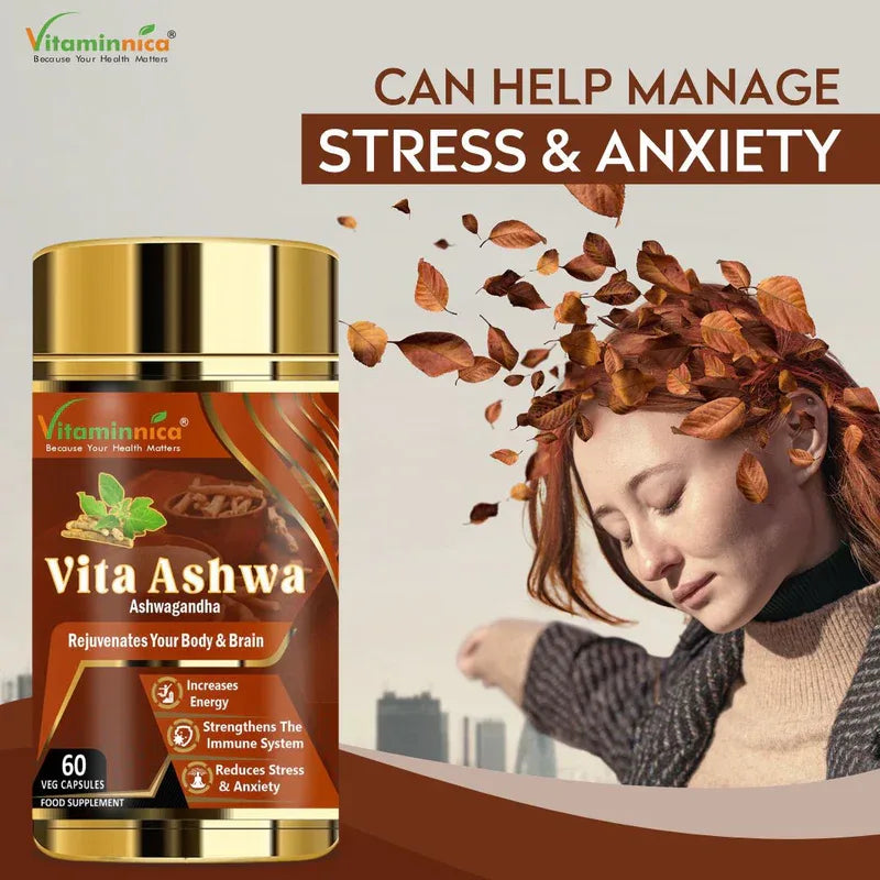 Vitaminnica Vita Ashwa- Ashwagandha 500mg- Rejuvenates your Body- 60 Capsules - The Wellness Store®