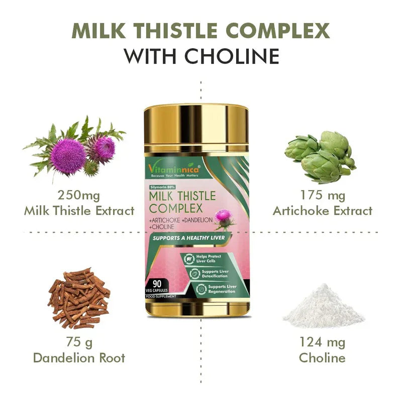 Vitaminnica Milk Thistle Complex- High Strength- 90 Capsules - The Wellness Store®