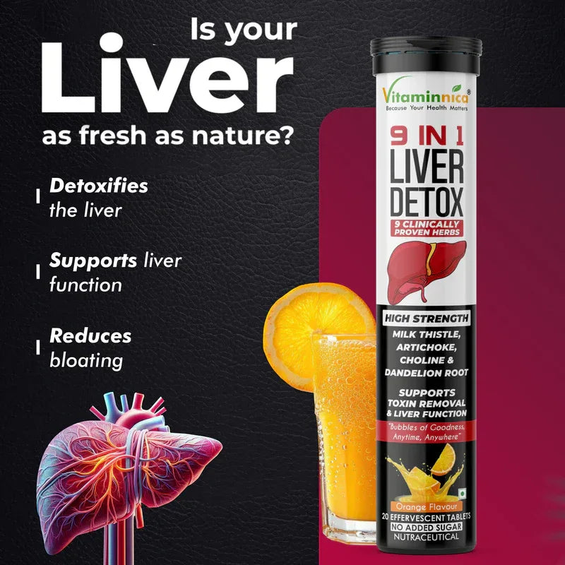 Vitaminnica 9-in-1 Liver Detox Effervescent Tablets – Advanced Liver Cleanse- 20 Effervescent Tablets - The Wellness Store®