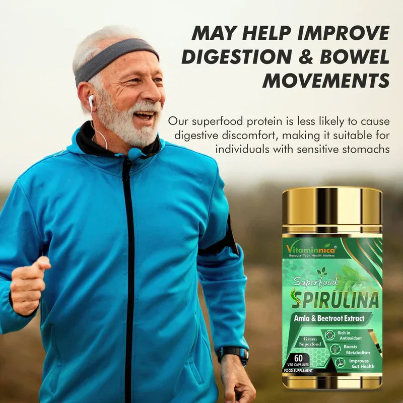 Vitaminnica Spirulina Super Green Foods-60 Capsules - The Wellness Store®