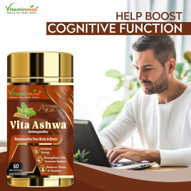Vitaminnica Vita Ashwa- Ashwagandha 500mg- Rejuvenates your Body- 60 Capsules - The Wellness Store®