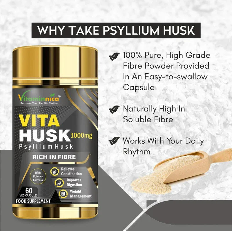 Vitaminnica Vita Husk Psyllium Husk- 60 Capsules - The Wellness Store®