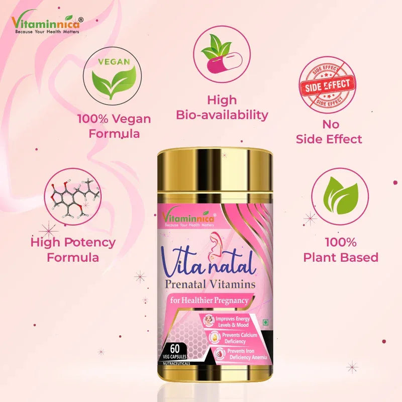 Vitaminnica Vita Natal Prenatal for Pregnancy- 60 Veg Capsules - The Wellness Store®