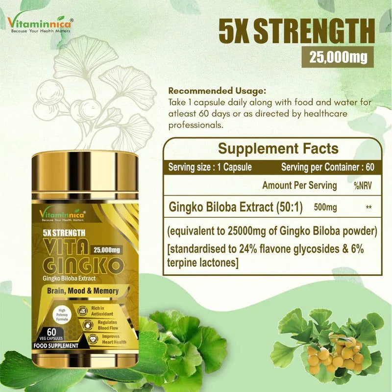 Vitaminnica Vita Gingko 500mg- 60 Capsules - The Wellness Store®