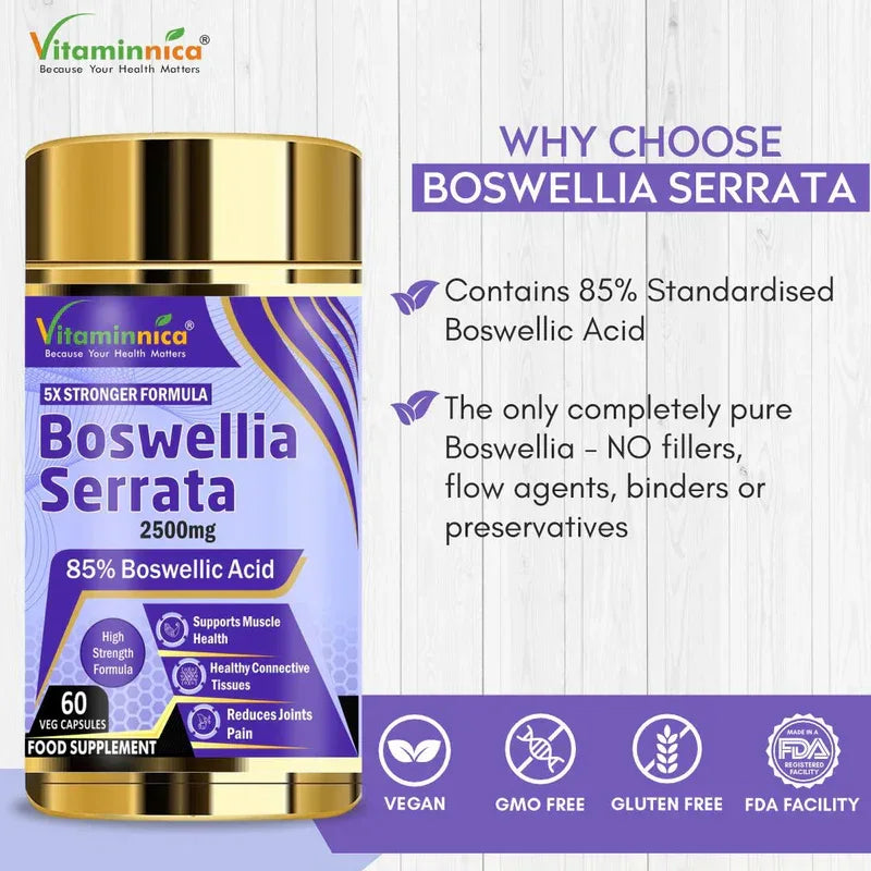 Vitaminnica Boswellia Serrata 2500mg (5:1 Extract)- 60 Vegan Capsules - The Wellness Store®