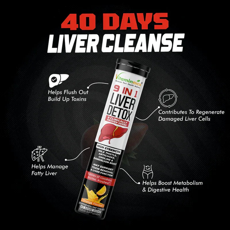 Vitaminnica 9-in-1 Liver Detox Effervescent Tablets – Advanced Liver Cleanse- 20 Effervescent Tablets - The Wellness Store®