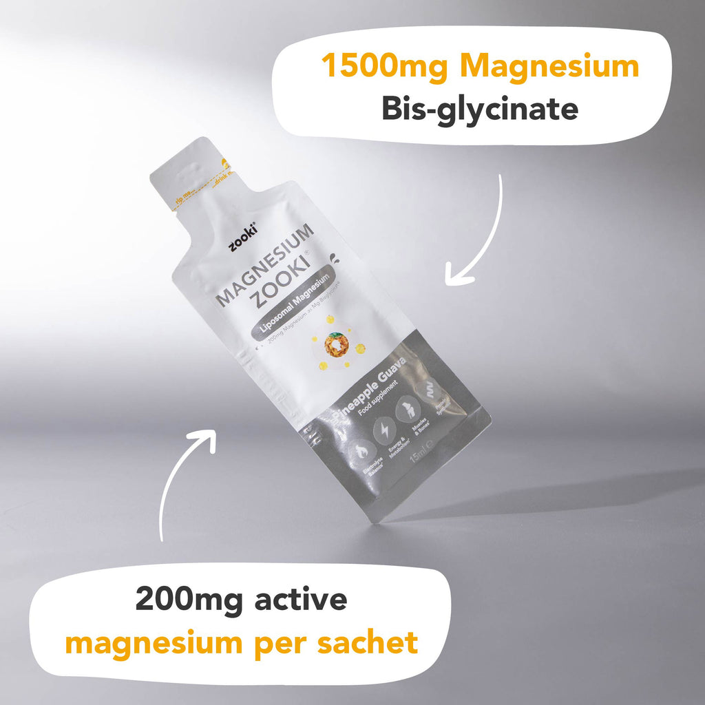 Zooki - Magnesium 1500mg Liposomal Magnesium Bis-Glycinate - Liquid Sachets