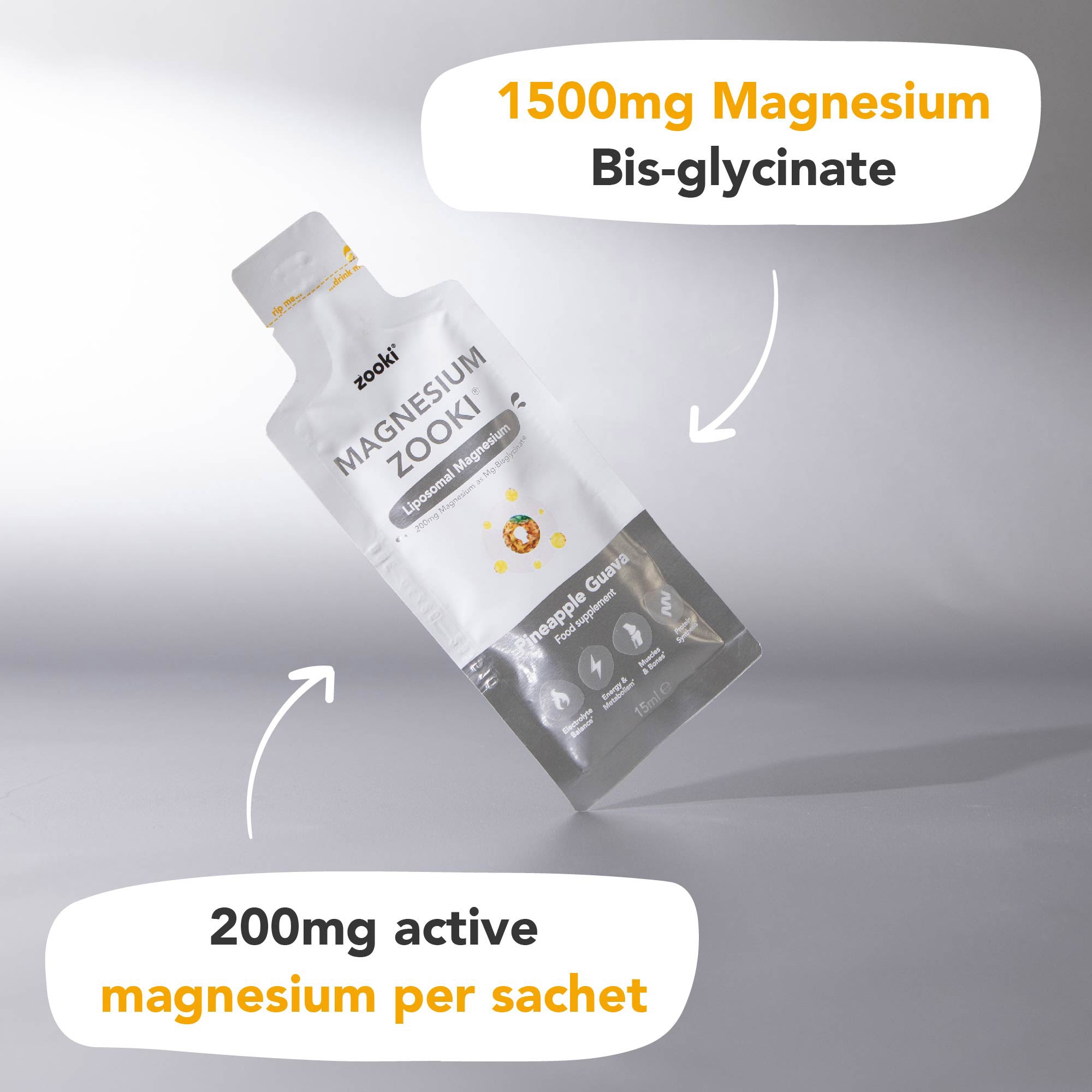 Zooki - Magnesium 1500mg Liposomal Magnesium Bis-Glycinate - Liquid Sachets
