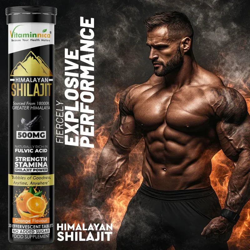 Vitaminnica Shilajit- 20 Effervescent Tablets – Natural Energy, Strength & Stamina Booster for Men & Women | Himalayan Shilajit Extract with Fulvic Acid for Vitality & Performance - The Wellness Store®