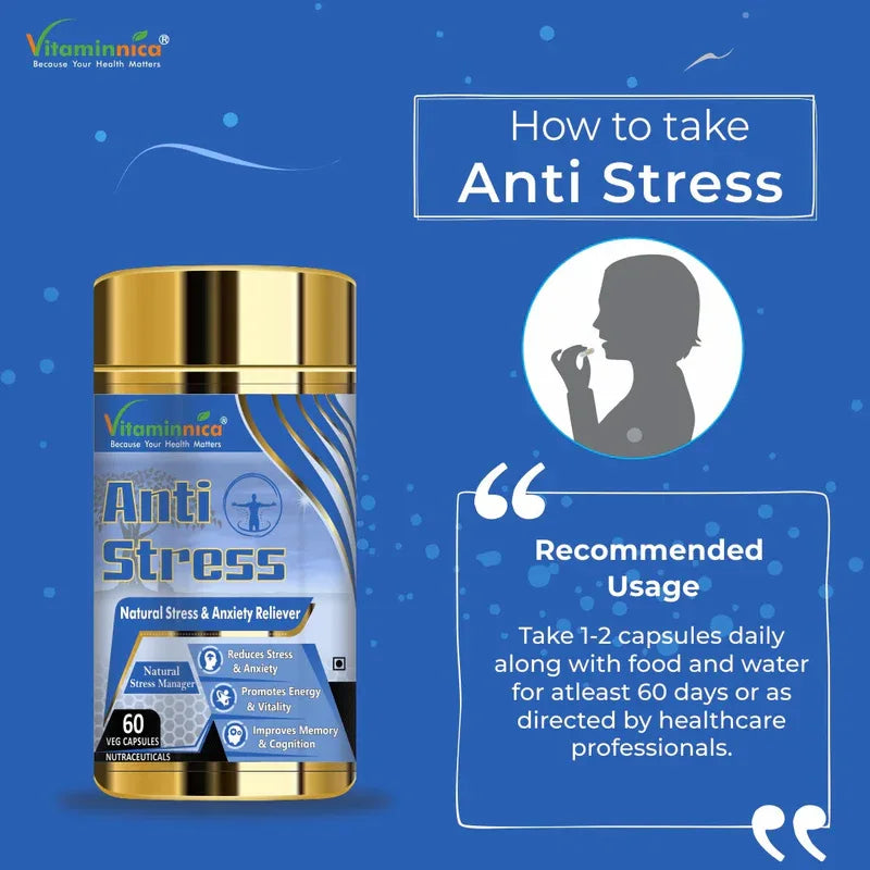 Vitaminnica Anti-Stress- Stress Reliever - 60 Capsules - The Wellness Store®
