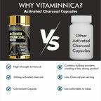 Vitaminnica Activated Charcoal 300mg- Supports Detox & Gas Relief- 60 Capsules - The Wellness Store®