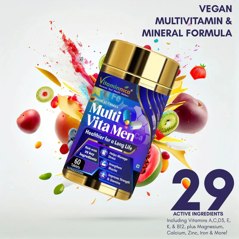Vitaminnica Multi Vita Men (Multivitamins for Men)- Boosts Strength, Stamina & Immunity- 60 Tablets - The Wellness Store®
