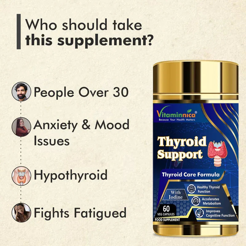 Vitaminnica Thyroid Support - Healthy Thyroid Function- 60 Capsules - The Wellness Store®