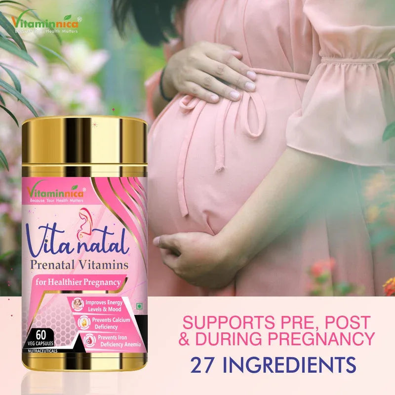 Vitaminnica Vita Natal Prenatal for Pregnancy- 60 Veg Capsules - The Wellness Store®